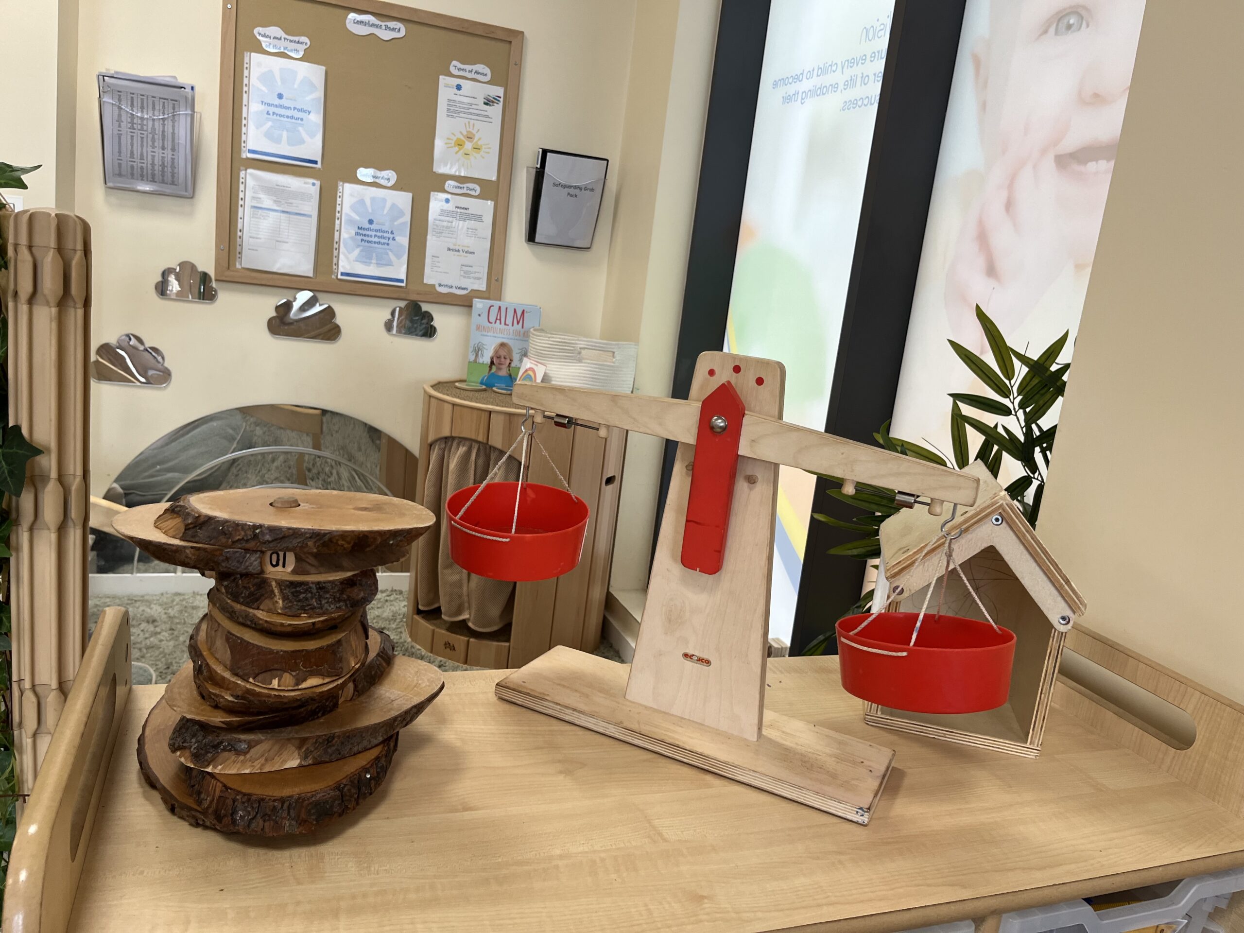 a set of scales on top of a shelf