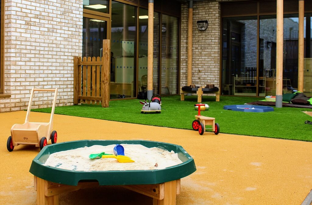 Child's play area with sand pit