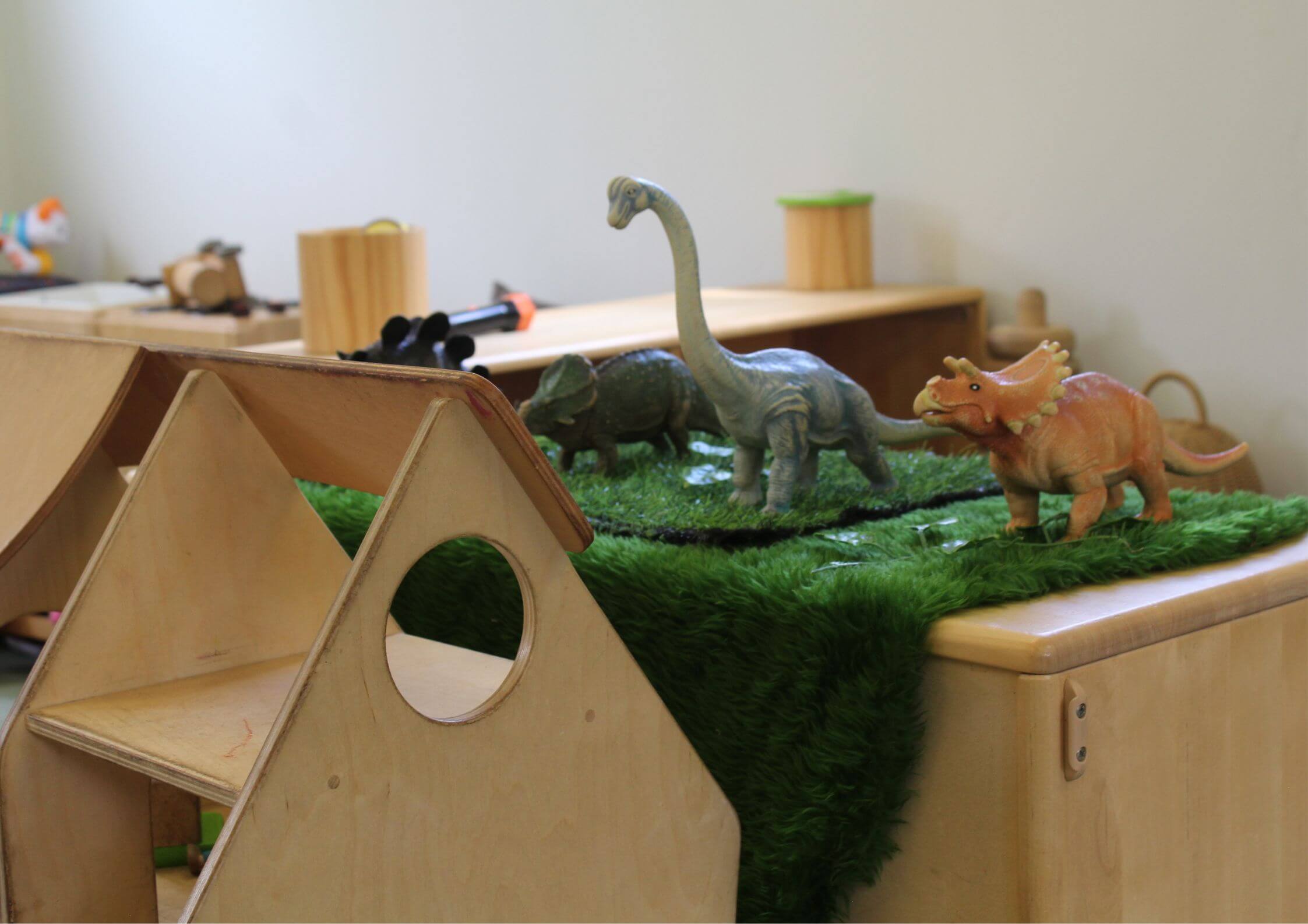 Childs play area with dinosaur toys