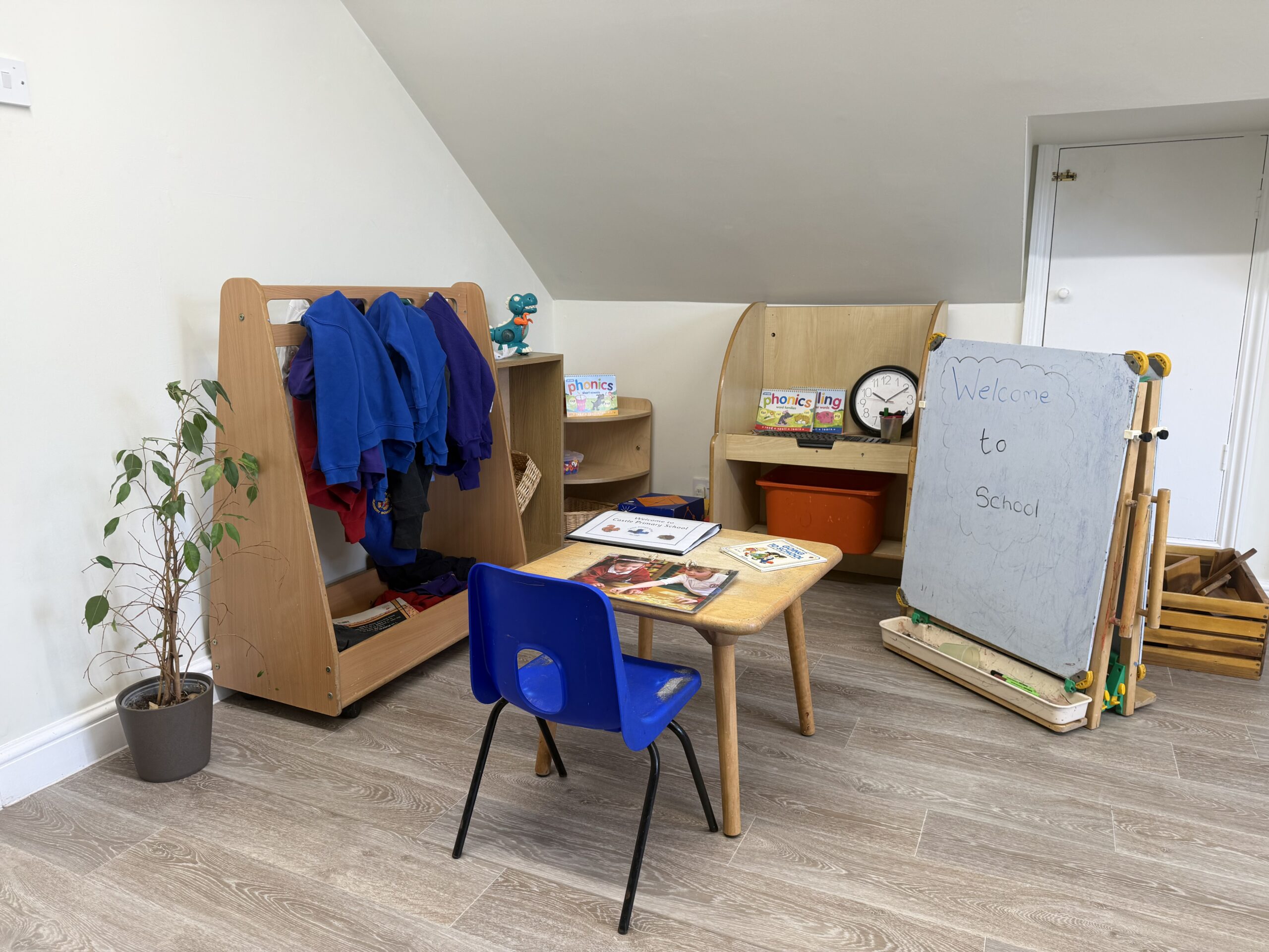 preschool nursery room set up with lots of age appropriate resources
