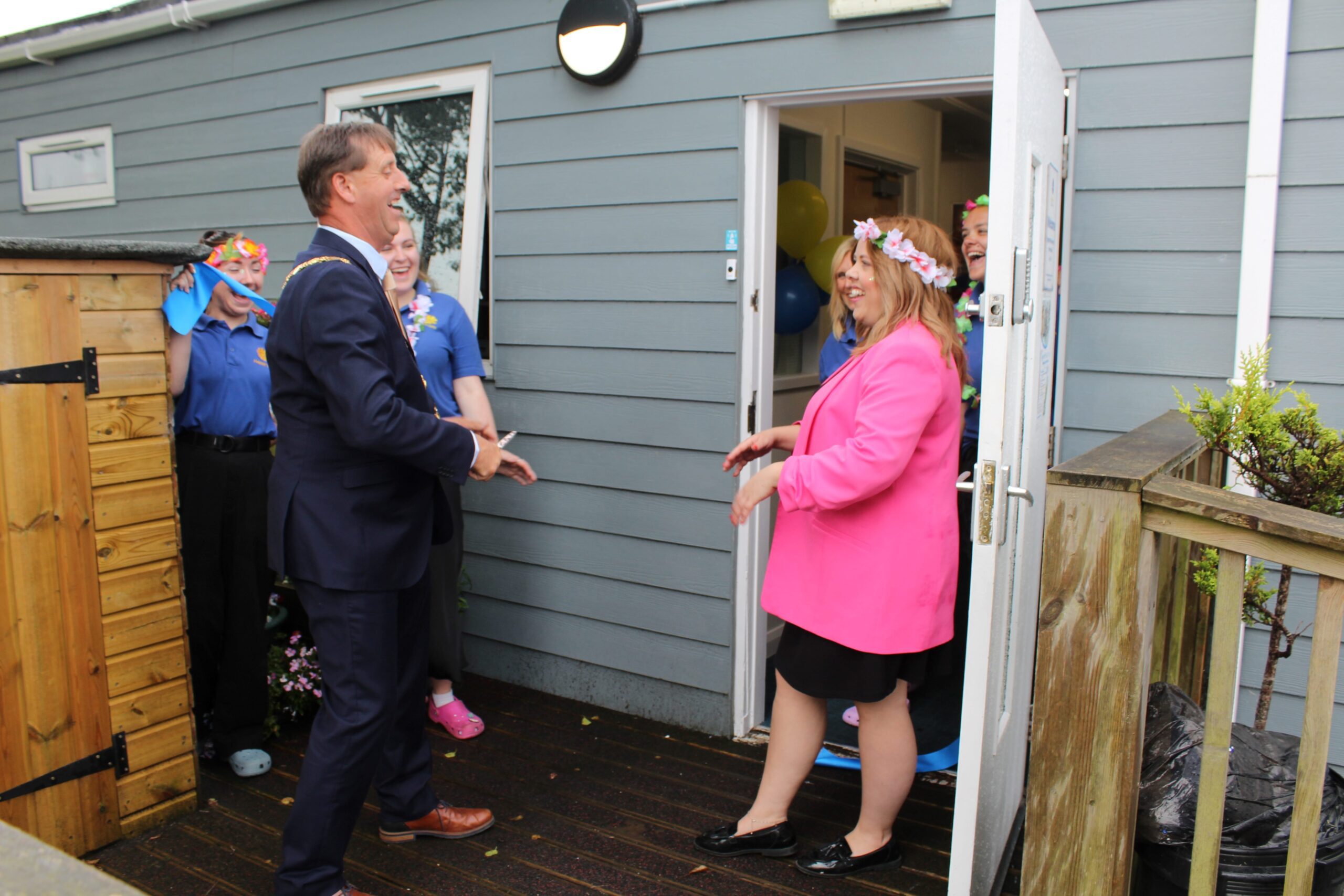 Mayor of Falmouth, Councillor Alan Jewell reopens Happy Days Nursery Falmouth