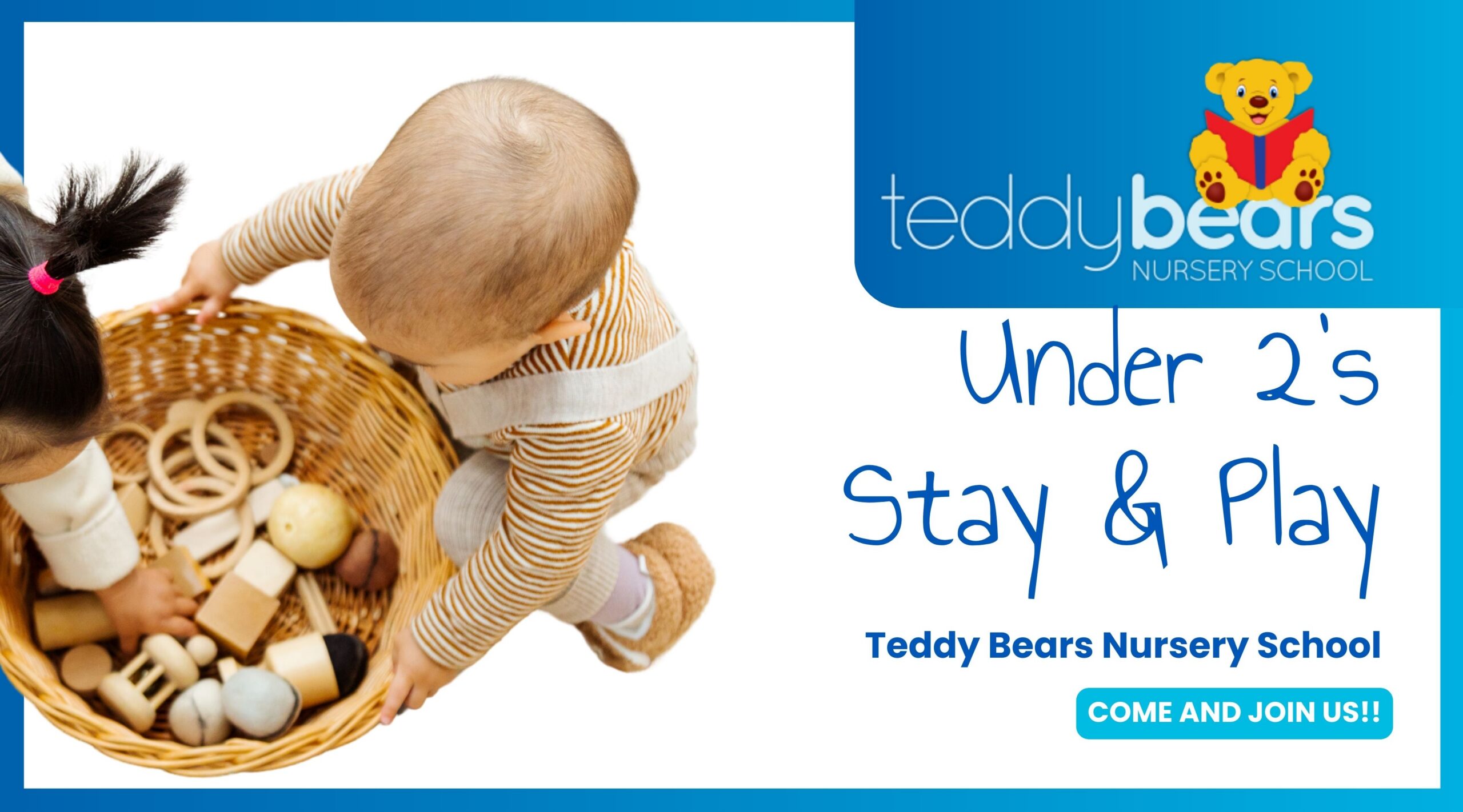 young children exploring a basket full of different textured objects.